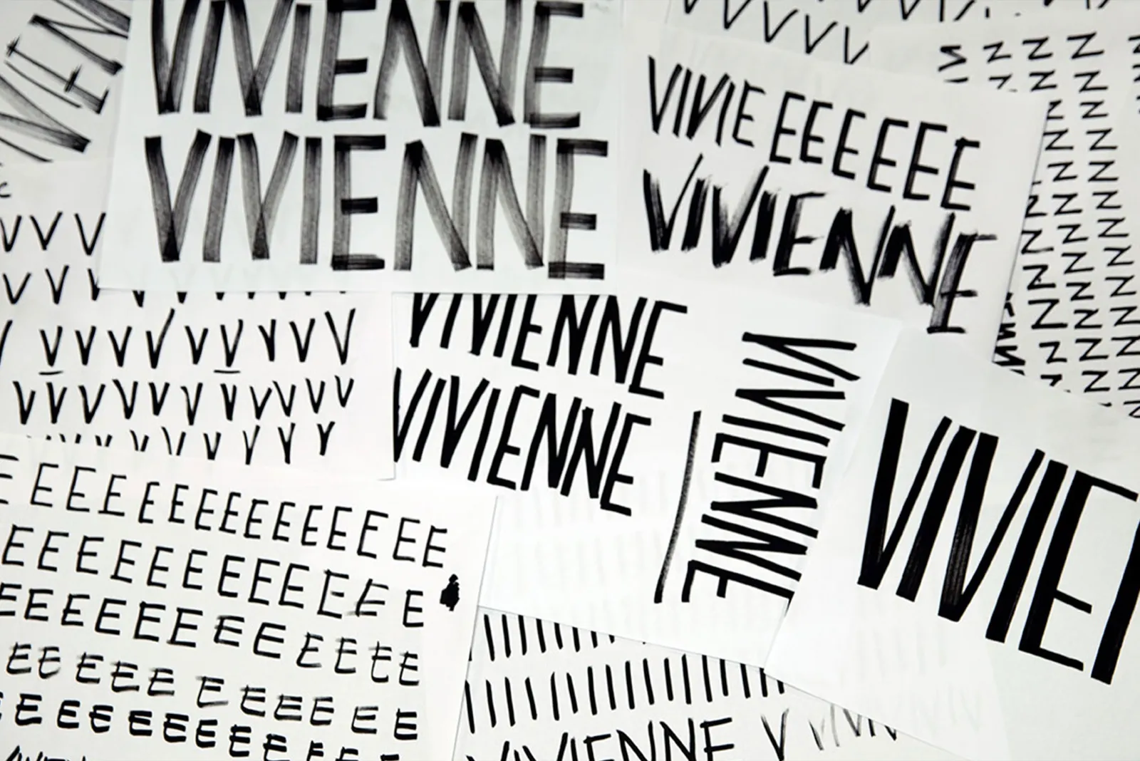 Various options of typeface and lettering styles Vivienne Logo Exploration